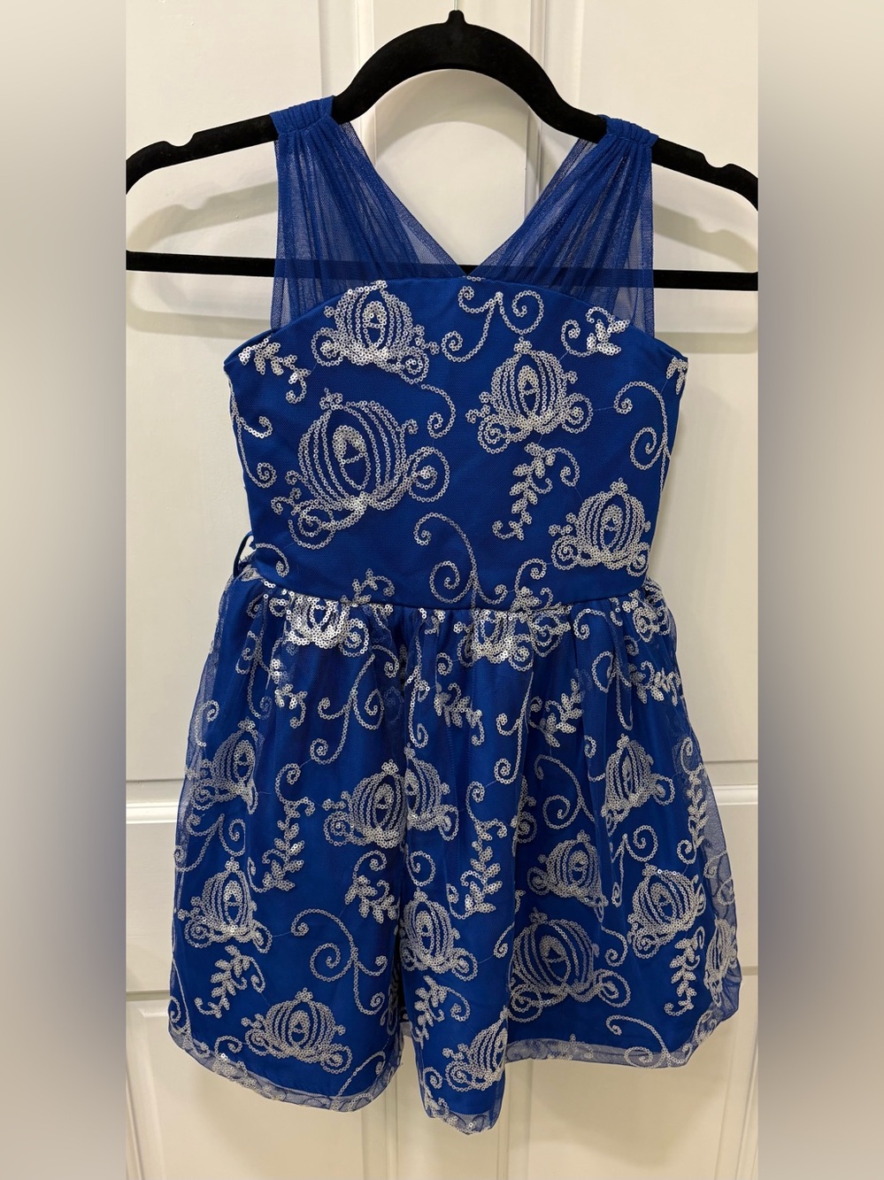 Disney Princess Collection Girls Cinderella Sequin Party Dress Royal Blue Sz 5/6